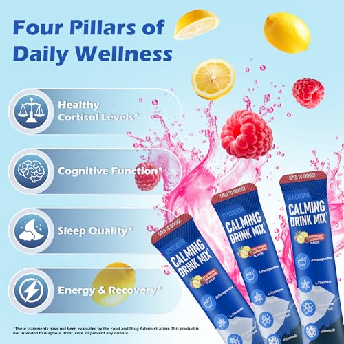 Venquorin Super Cortisol Calm raspberry lemonade drink mix ready to sip