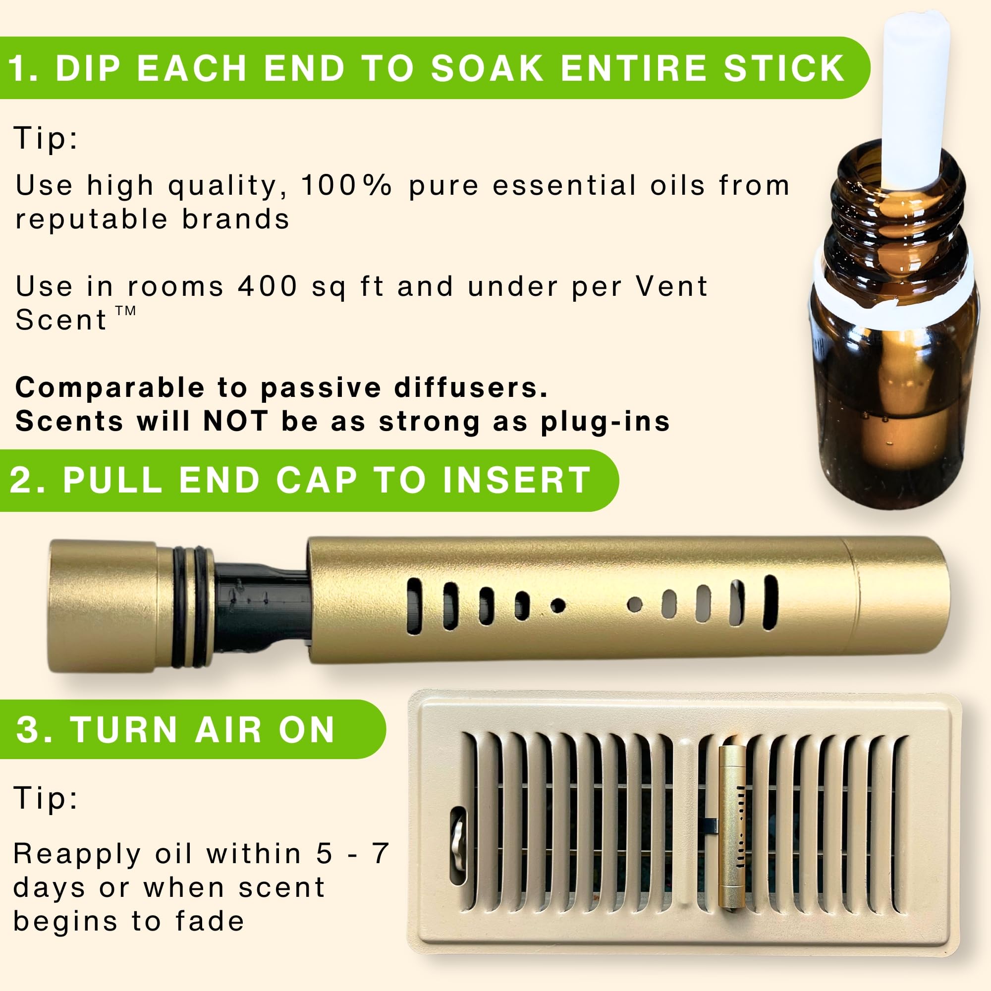 Vent Scent adjustable strength twist controls scent intensity.