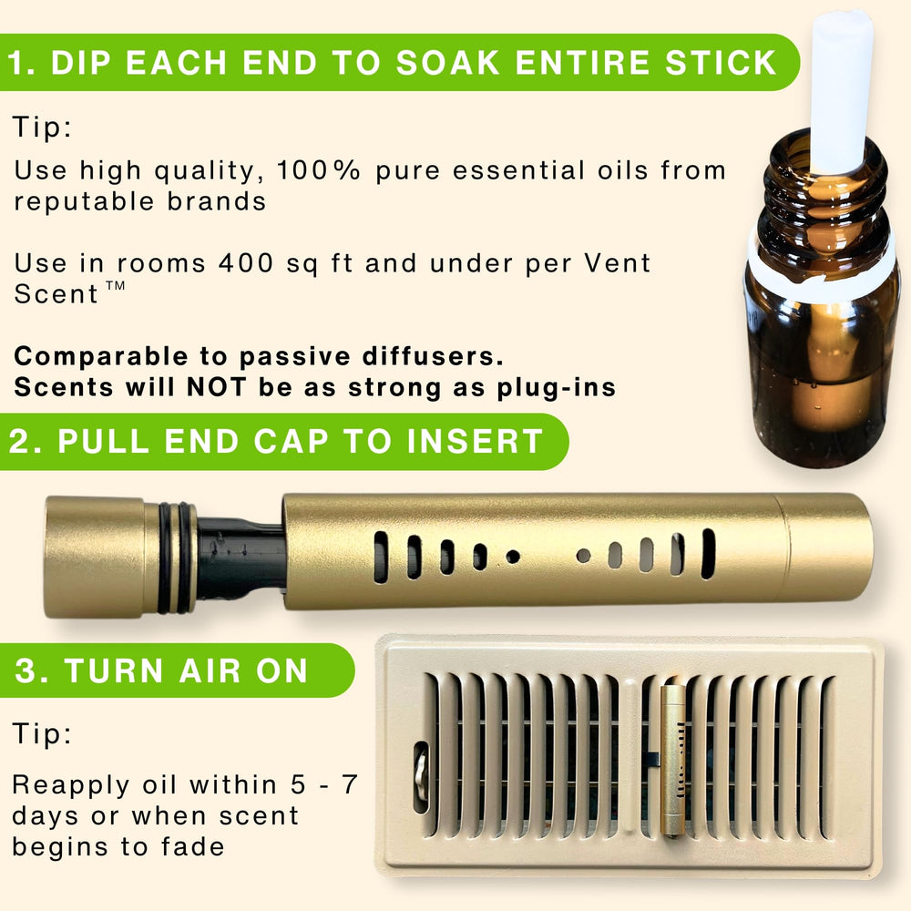 Vent Scent adjustable strength twist controls scent intensity.