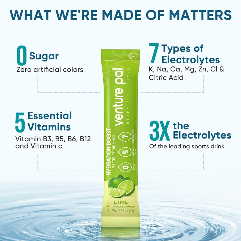 Venture Pal caffeine-free hydration sticks for caffeine-sensitive routines.