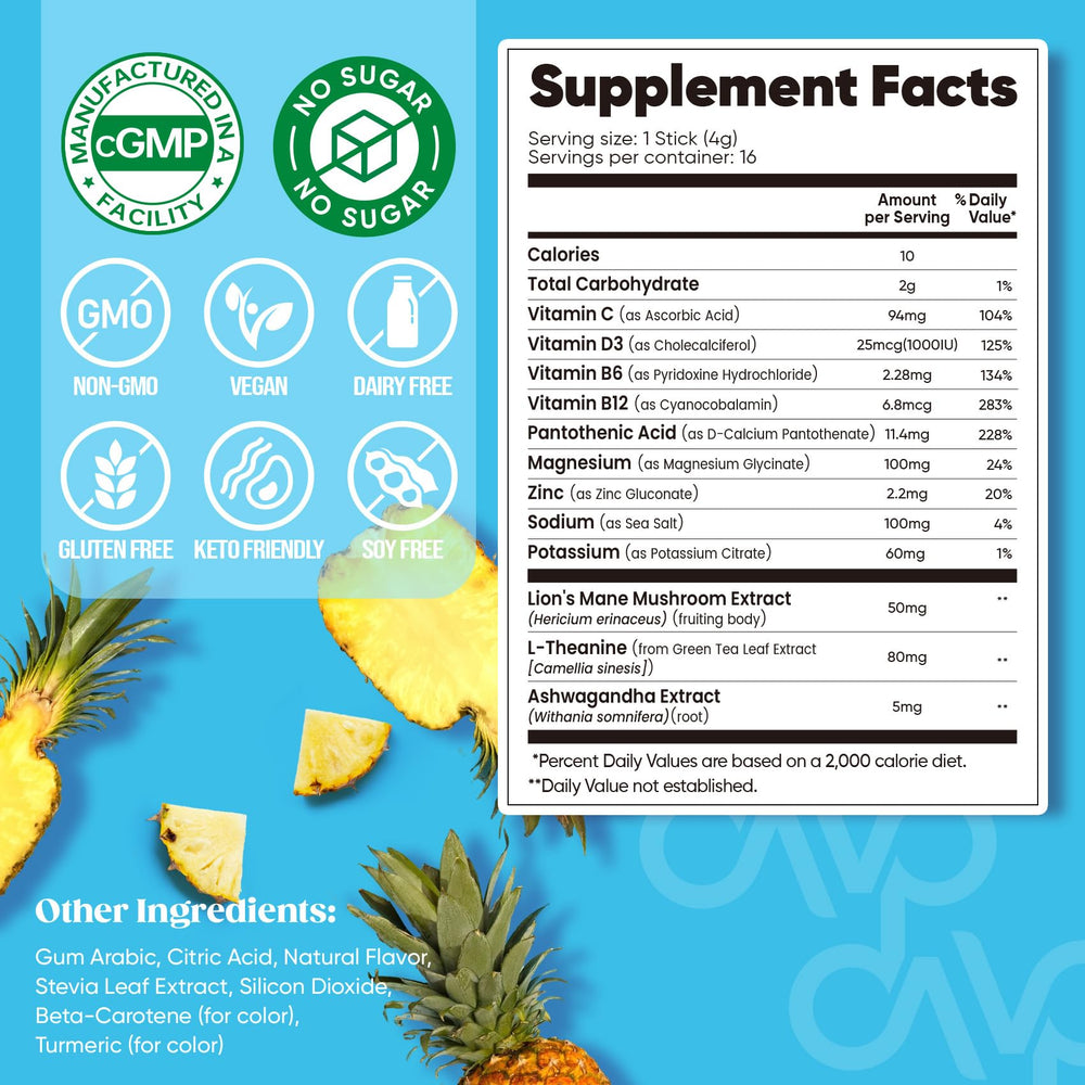 No sugar label on Venture Pal Calm Drink Mix, vegan and non-GMO