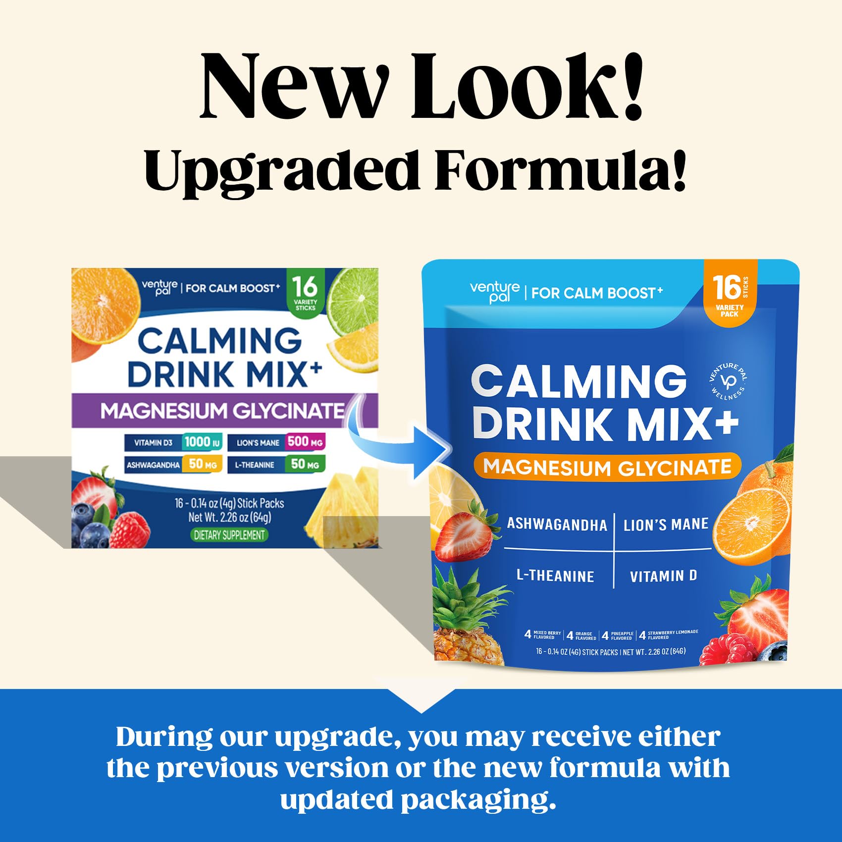 Venture Pal Calm Drink On-the-go Pack illustrates travel-friendly calm and focus support