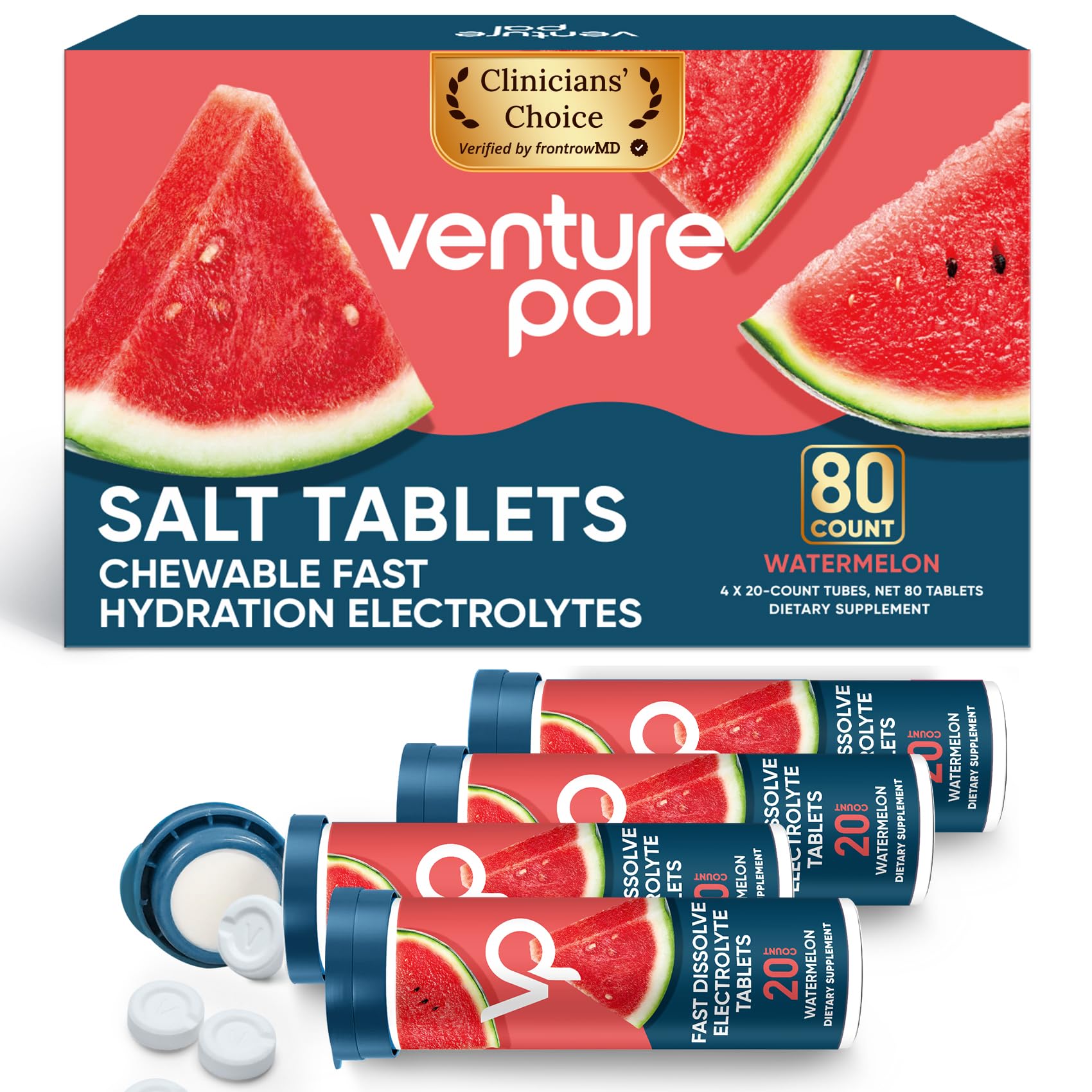 Venture Pal chewable electrolyte tablets in bottle for rapid workouts hydration.