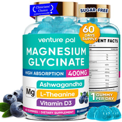 Venture Pal magnesium glycinate gummies bottle highlighting a calming, sugar-free daily option.