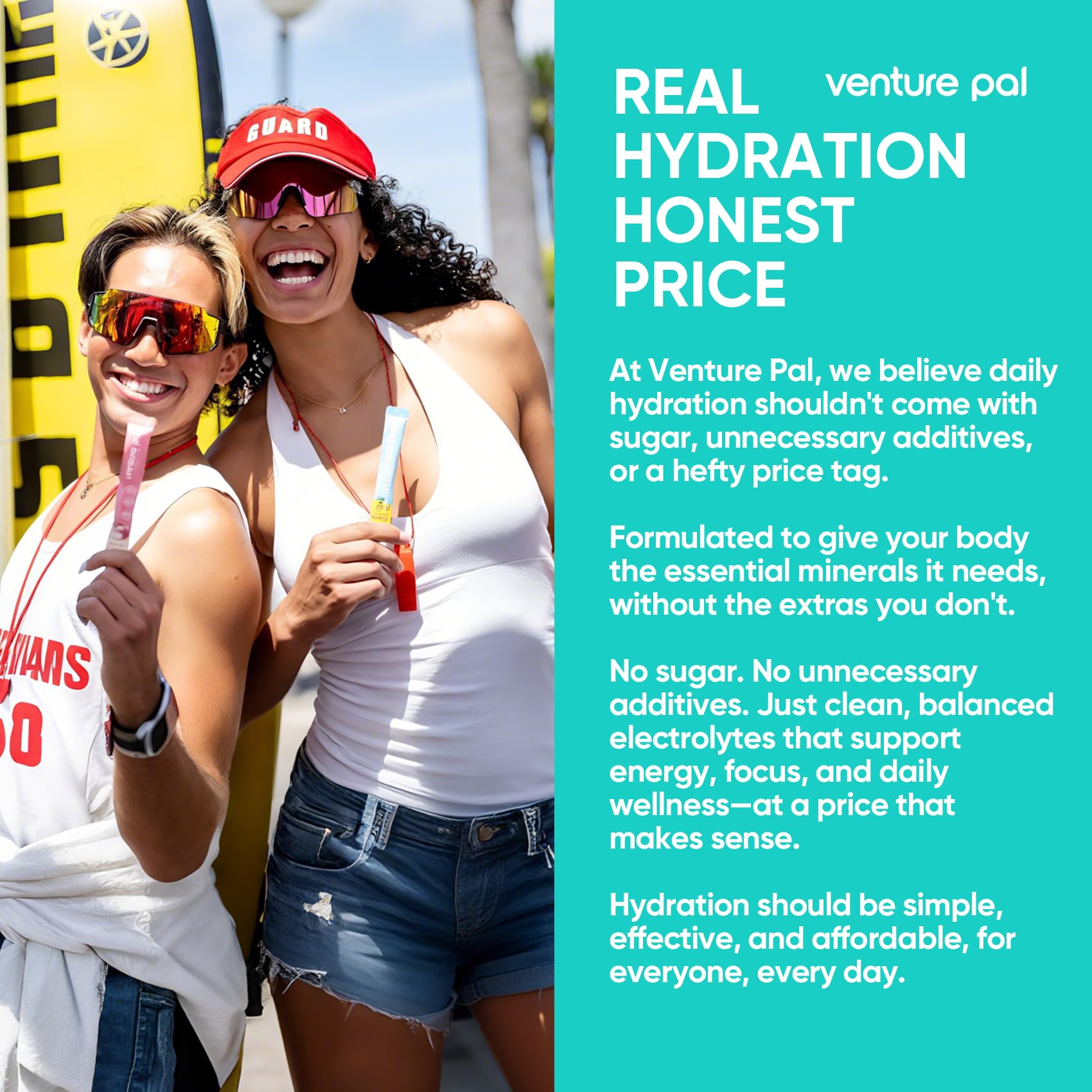 Venture Pal party-recovery sticks ready for post-event hydration and refreshment.