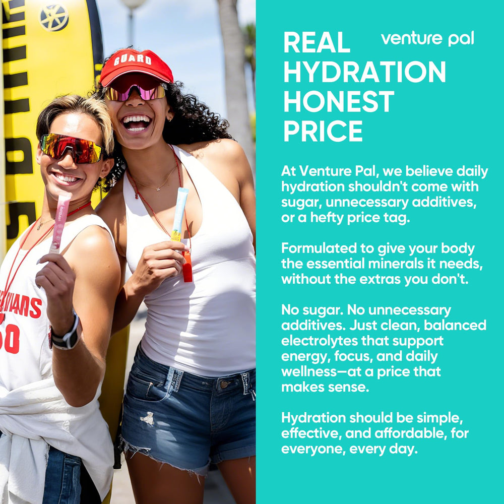 Venture Pal party-recovery sticks ready for post-event hydration and refreshment.