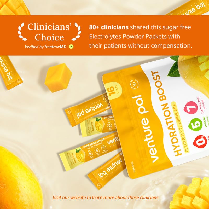 Venture Pal label close-up highlighting vitamins for daily hydration.