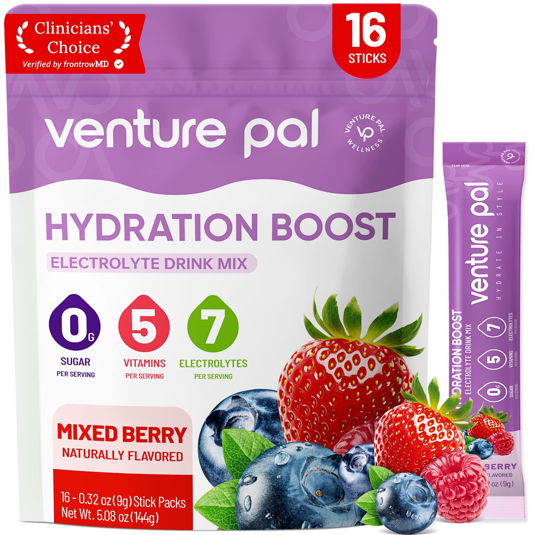Venture Pal sugar free electrolyte stick for on-the-go hydration.