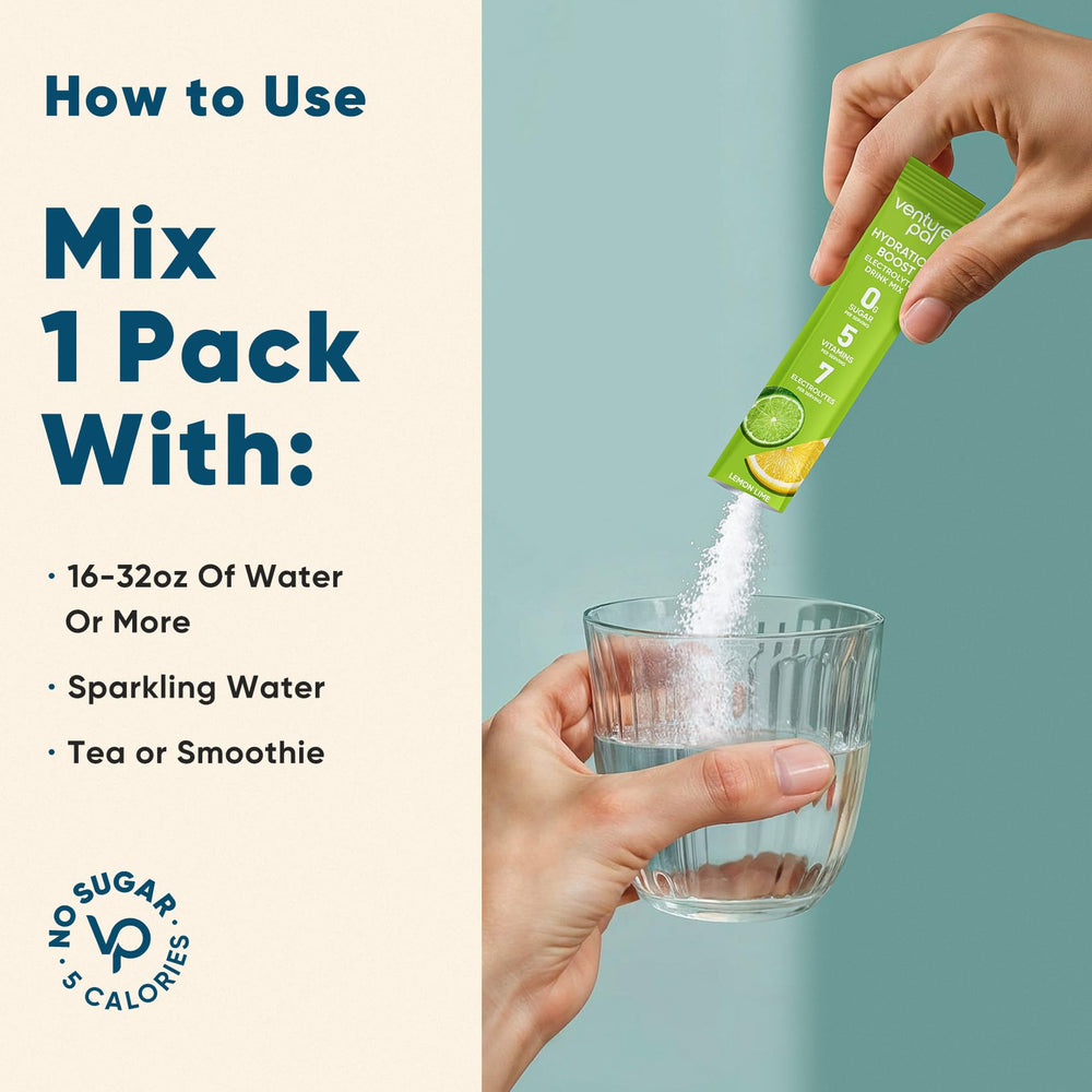 Venture Pal travel-friendly hydration sticks in a bag or purse