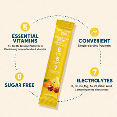 Travel-friendly packaging of Venture Pal hydration sticks for on-the-go use.