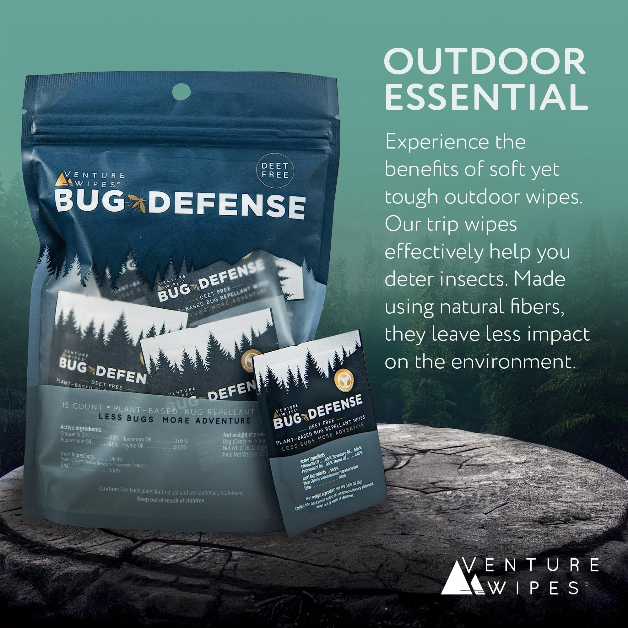 Venture Wipes travel size bug wipes on the go for family adventures