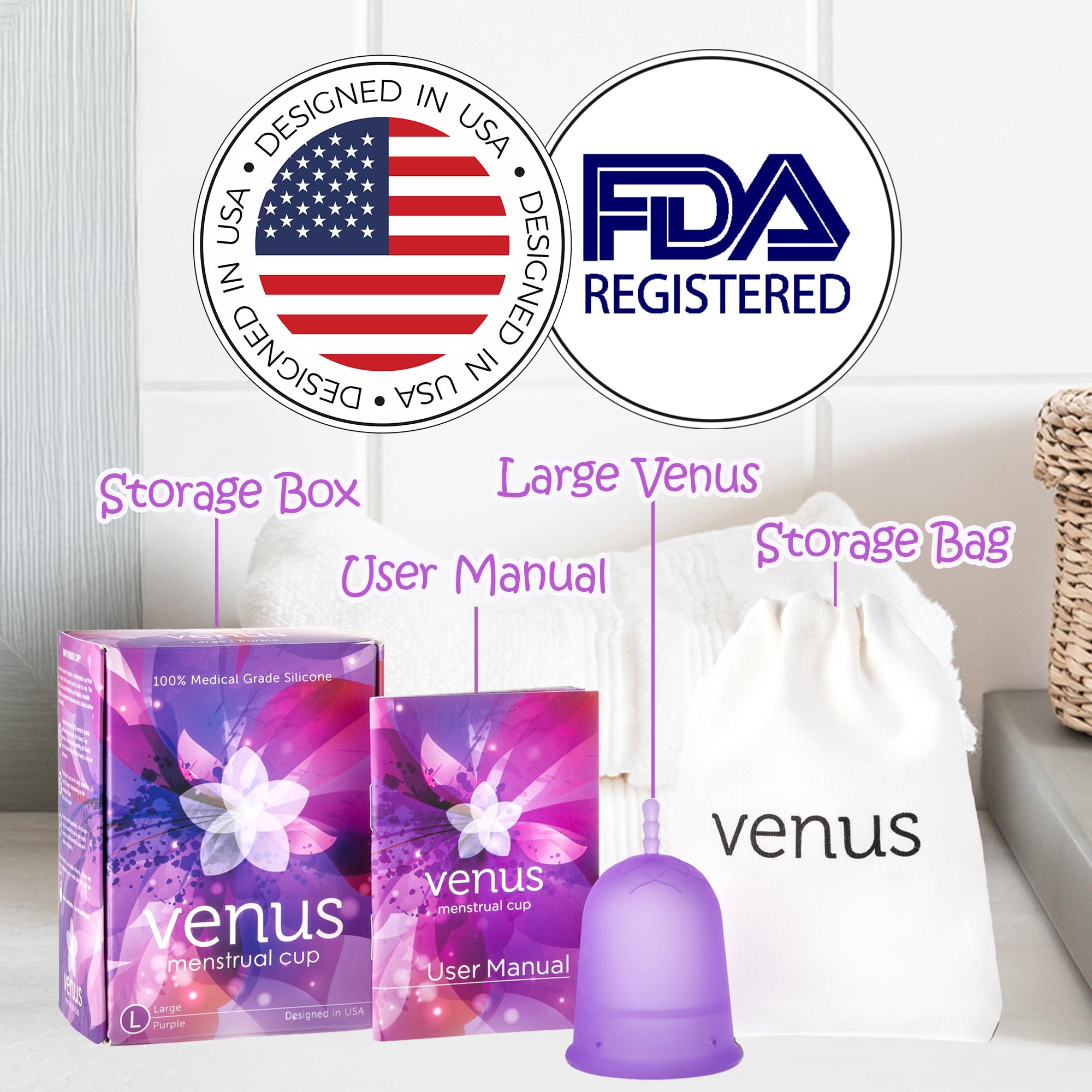 VENUS cup cone-shaped stem provides secure grip for removal