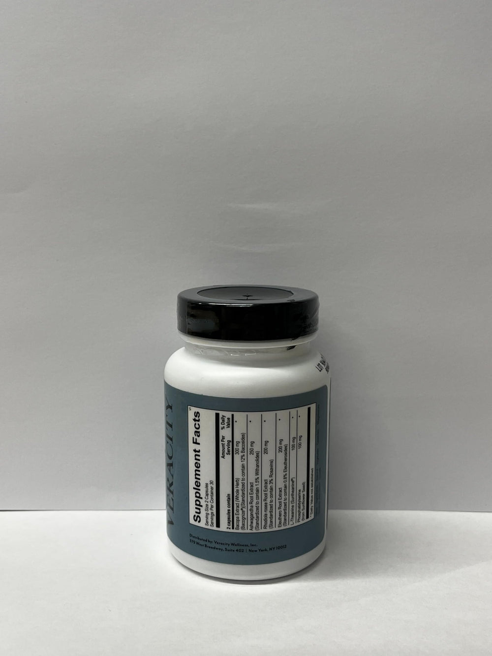 Veracity Selfcare packaging back highlights vegan formula and toxin-free safety