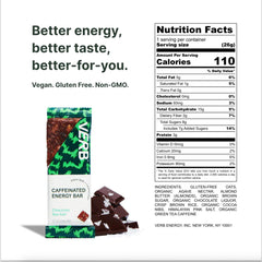 Verb Caffeinated Energy Bar close-up highlighting gluten-free oats and natural ingredients
