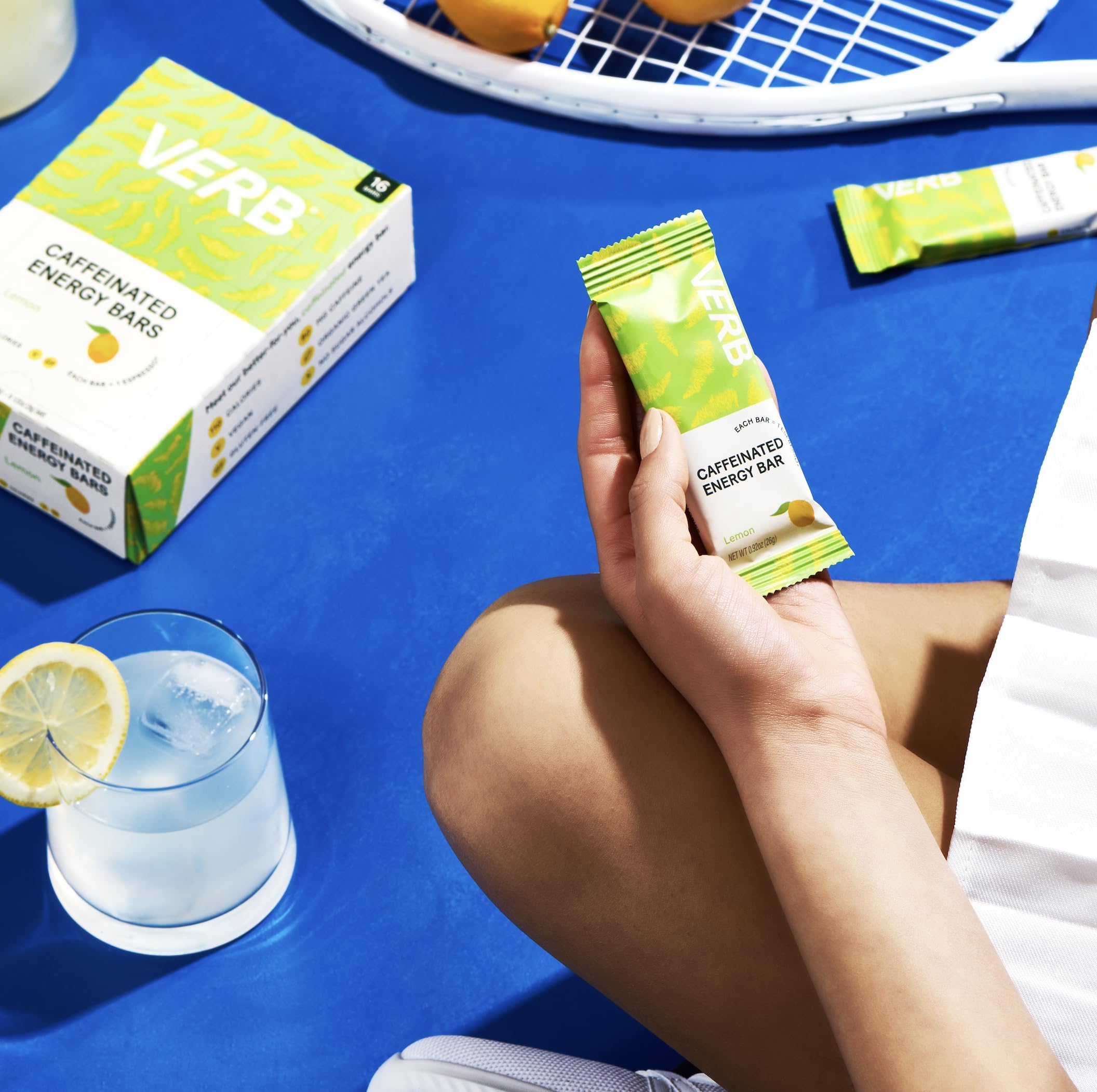 Verb Lemon bar resting on desk as a focus-friendly snack.