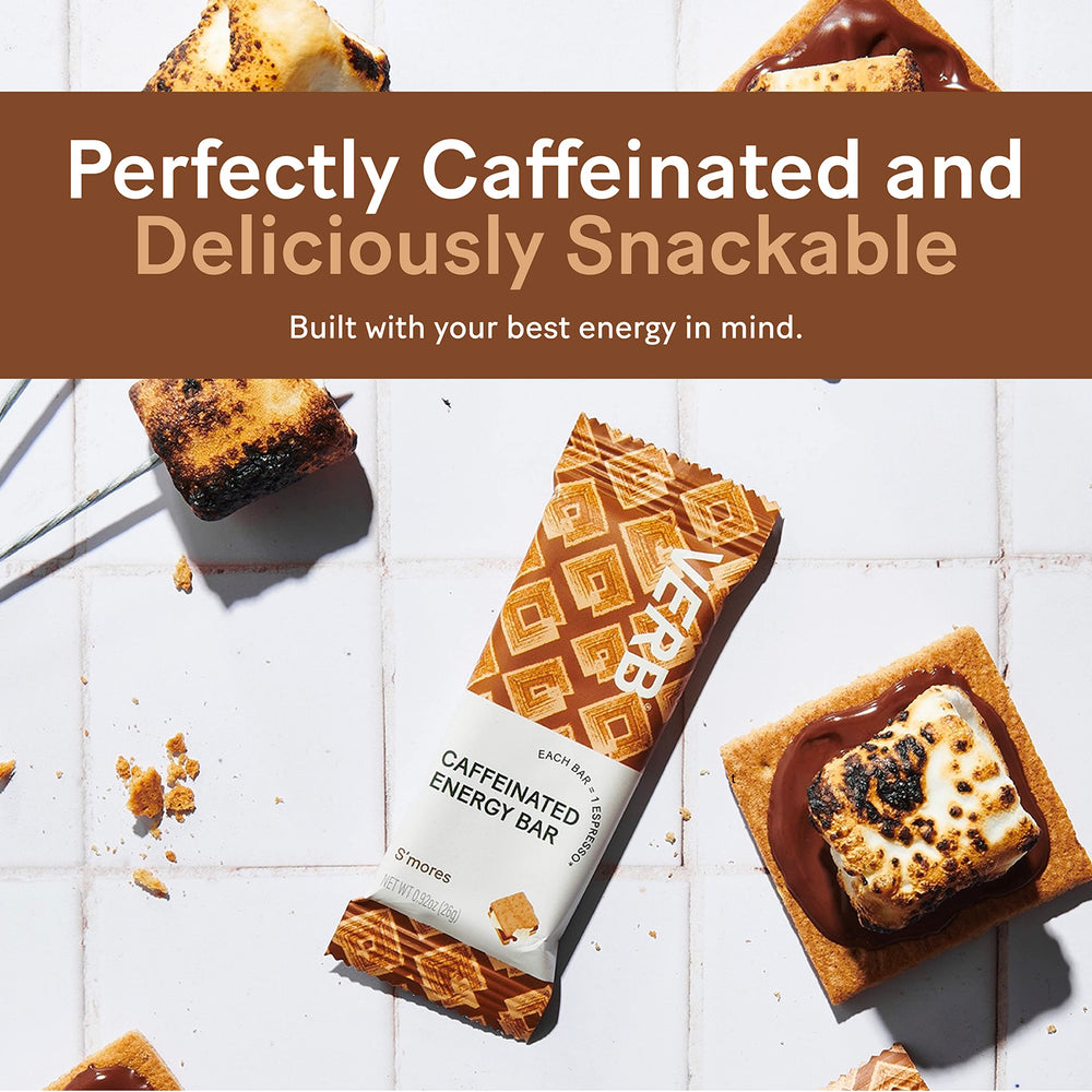 Verb Caffeinated Energy Bar S'mores texture cross-section shows ingredients.