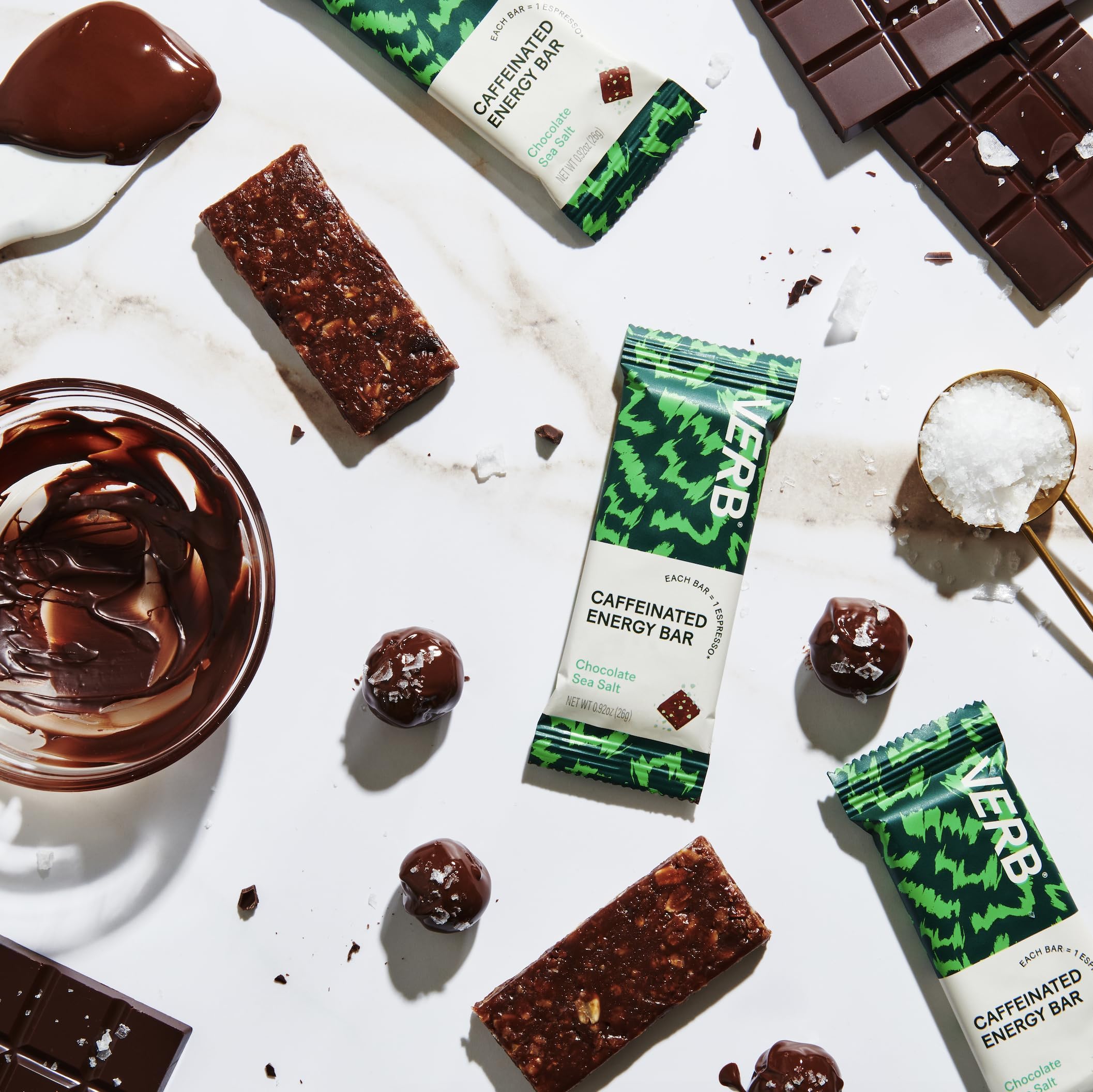 Verb Caffeinated Energy Bar packaging highlights green tea caffeine for focus