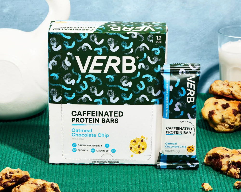 Verb Energy Bar ingredient view shows organic green tea caffeine powering focus.