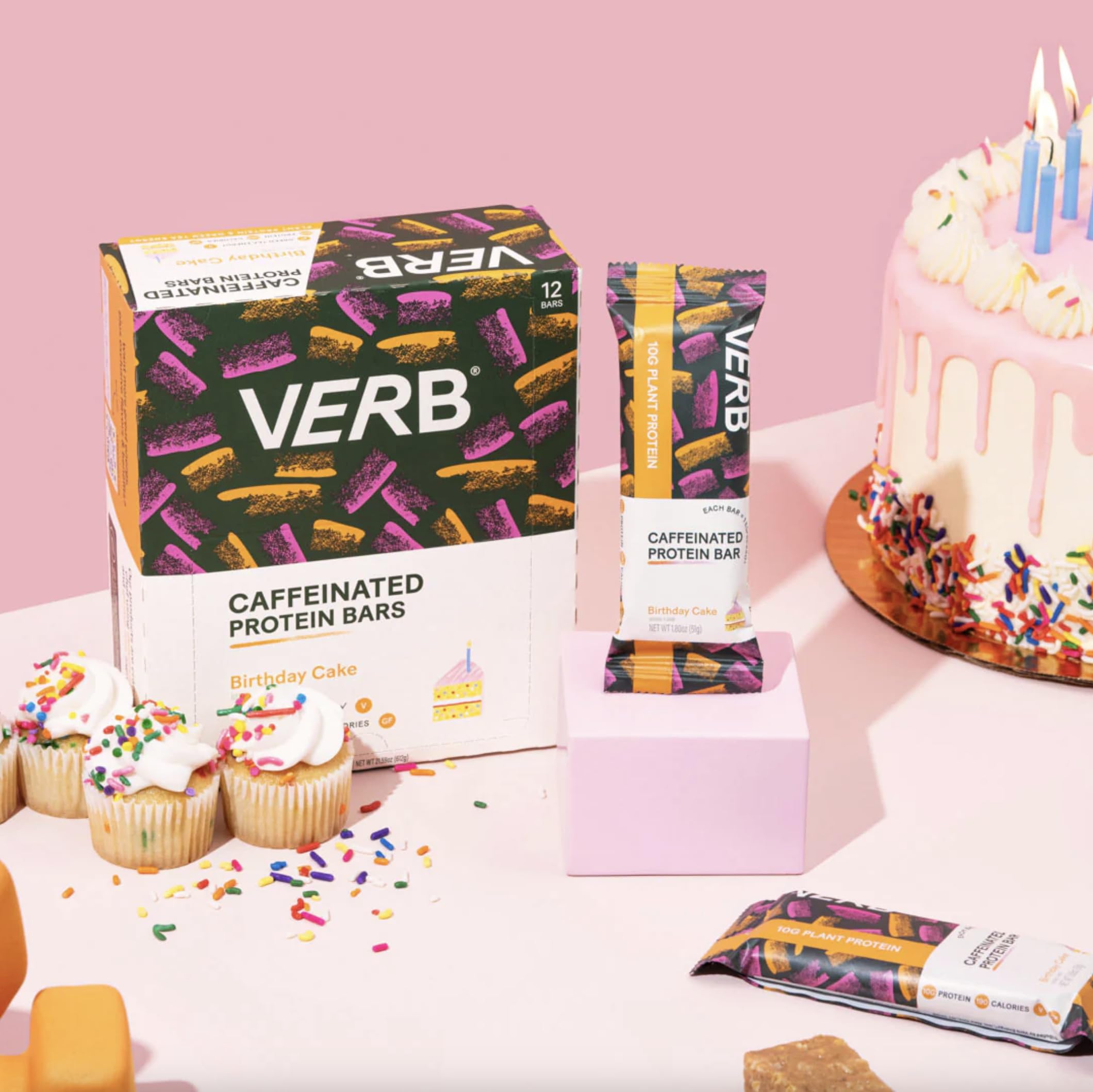 Verb Energy Birthday Cake bar in a bag, ideal for travel and daily routines