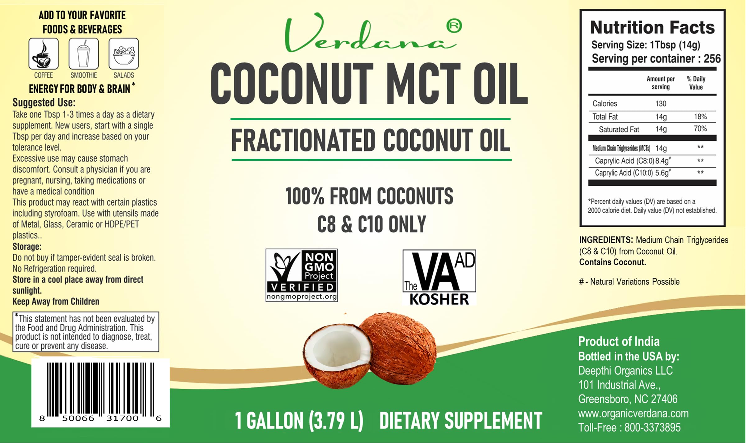Verdana Coconut MCT Oil for oil-pulling supports fresh breath and gum care
