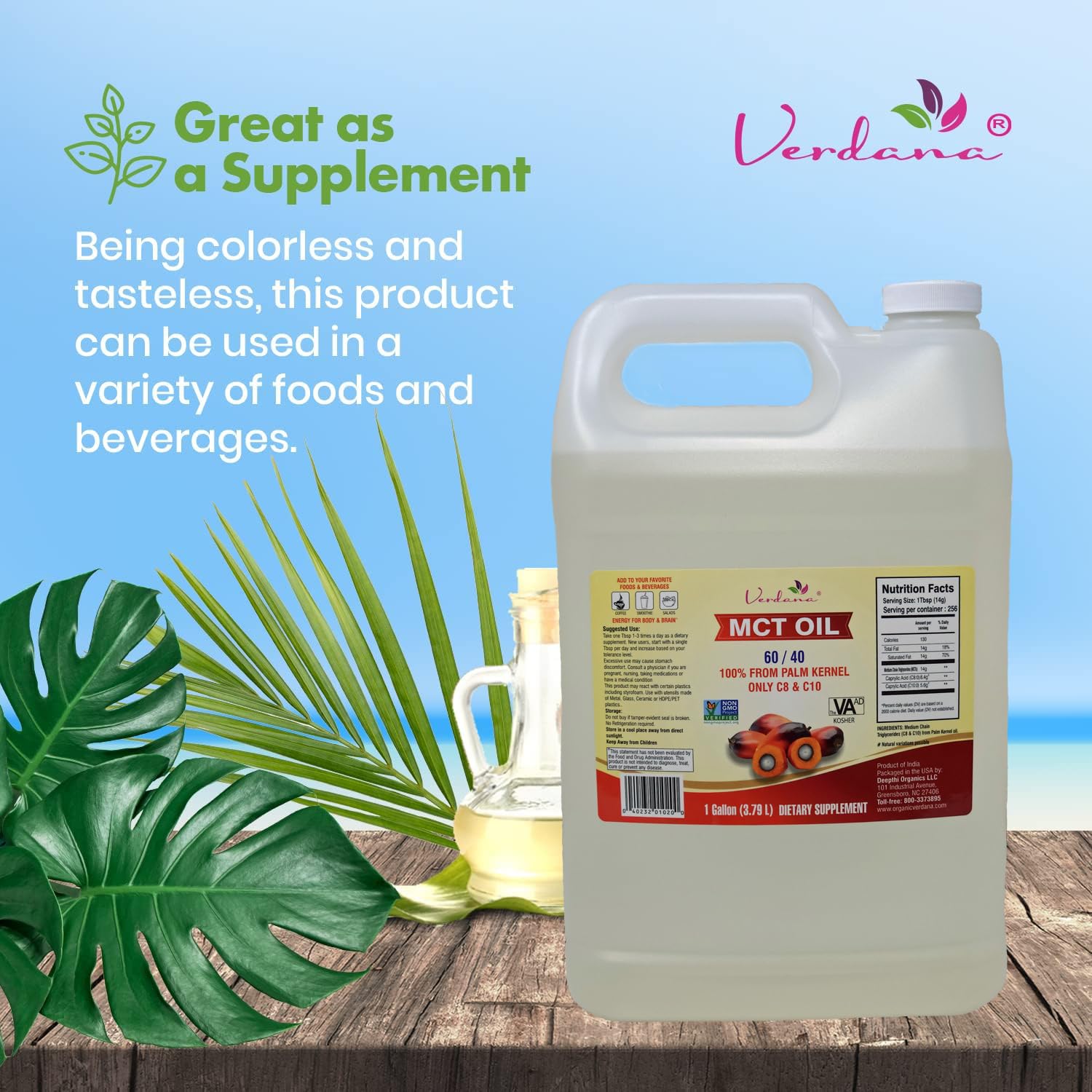 Verdana MCT Oil drizzle over smoothie demonstrates versatile fat base