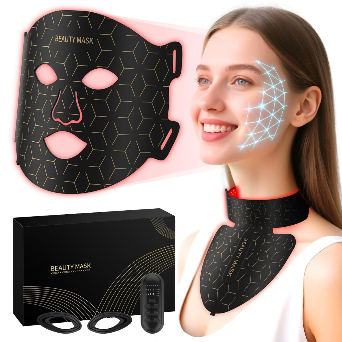 Verfubo red light face mask front view for at-home skin rejuvenation