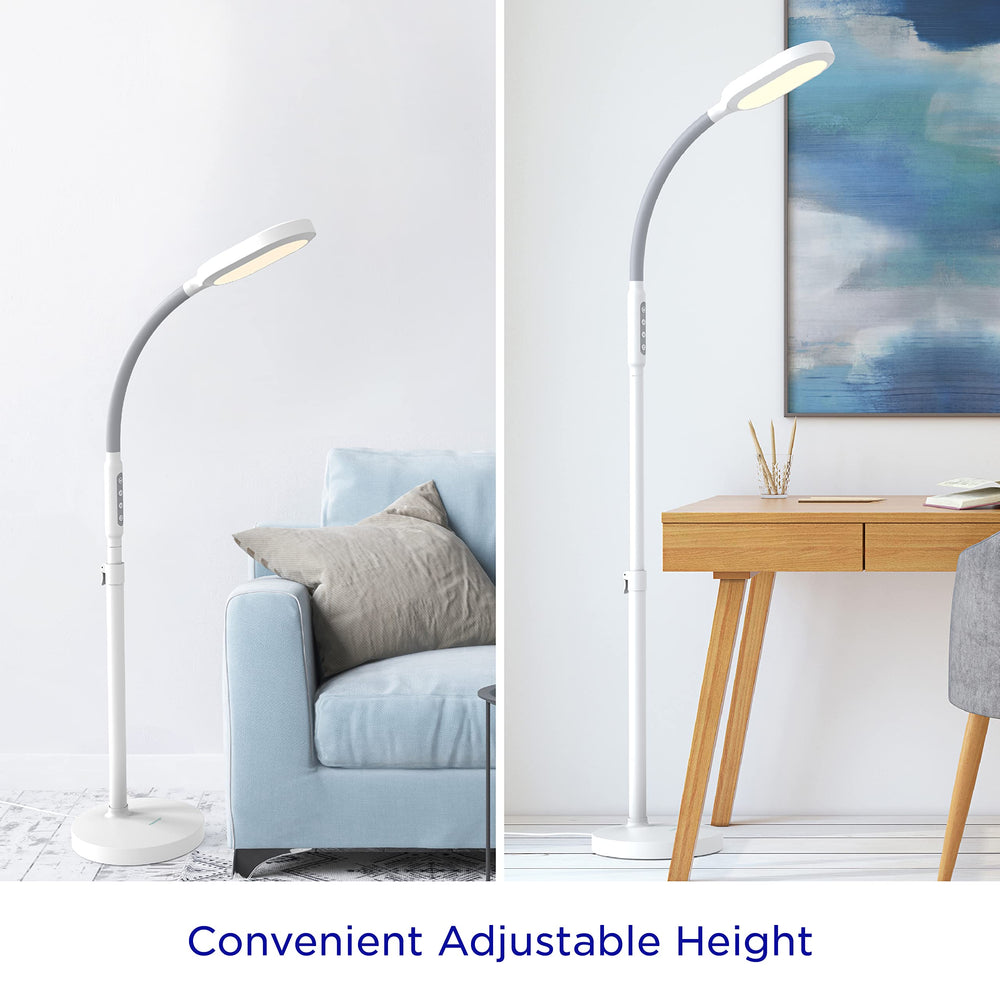 Verilux HappyLight Duo on a desk with books for clear reading lighting