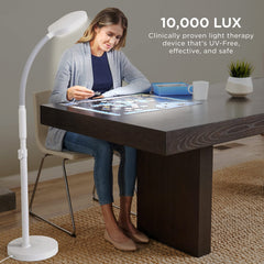 Verilux HappyLight Duo tilt-head showing adjustable direction for precise tasks