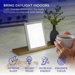 Detachable stand enables flexible placement on desk or bedside for optimal light positioning.