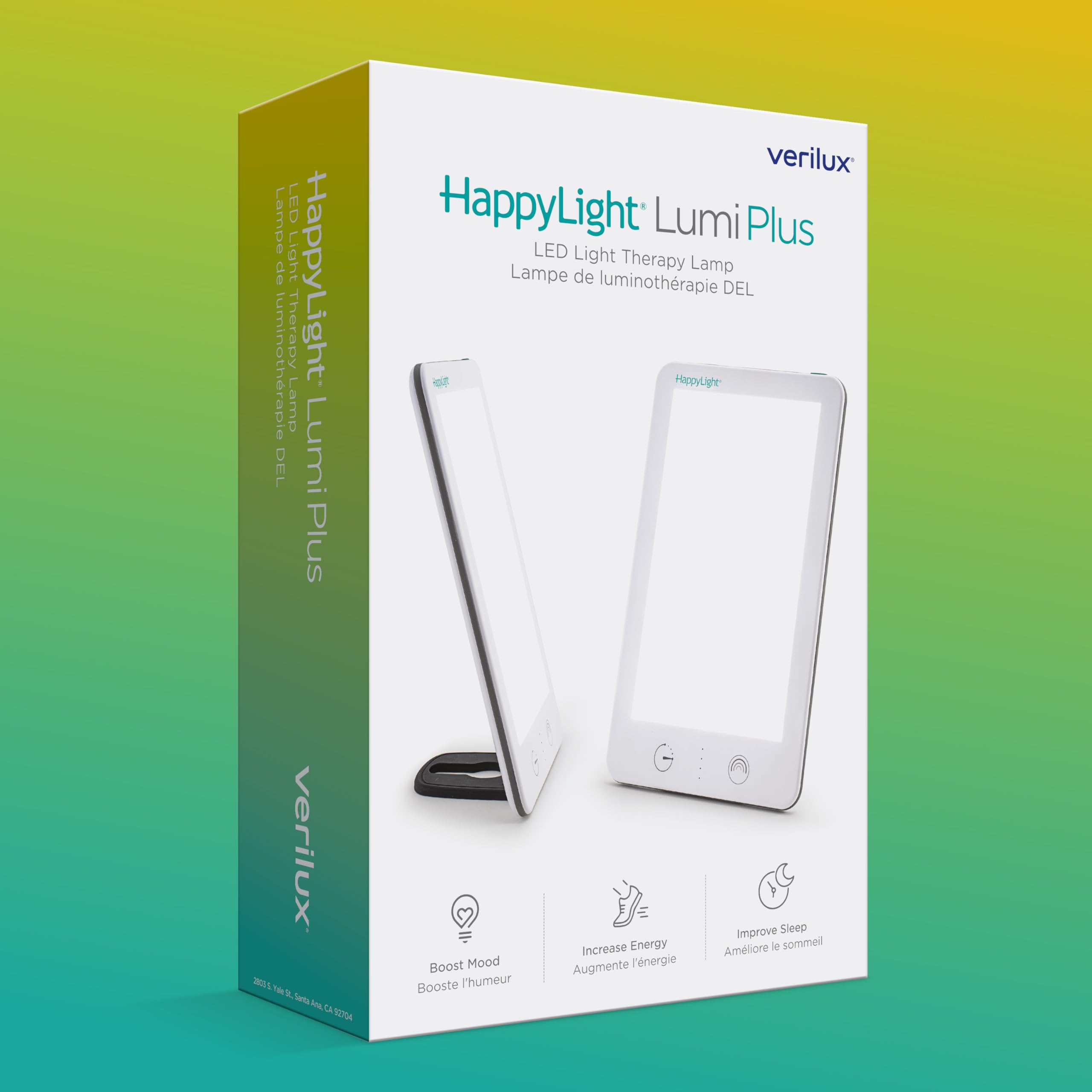 Verilux HappyLight Lumi Plus compact design sits neatly on a nightstand or desk