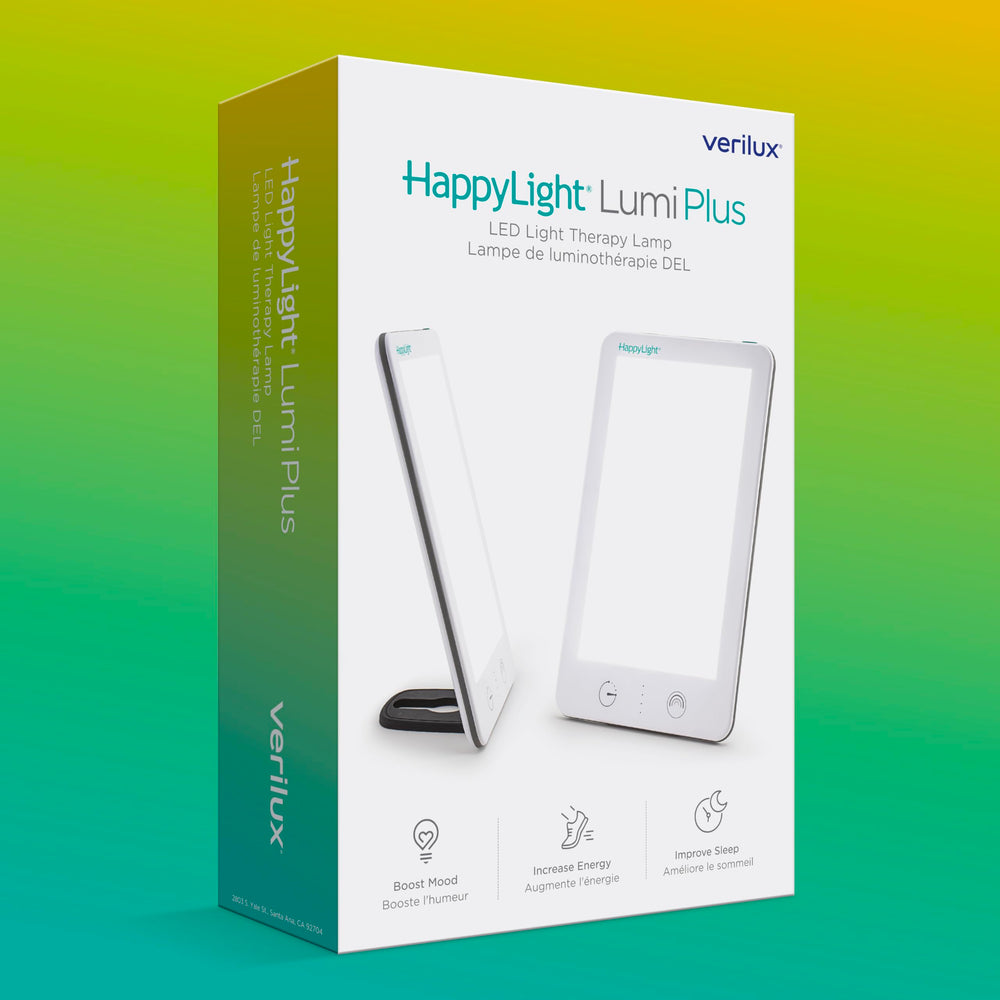 Verilux HappyLight Lumi Plus compact design sits neatly on a nightstand or desk