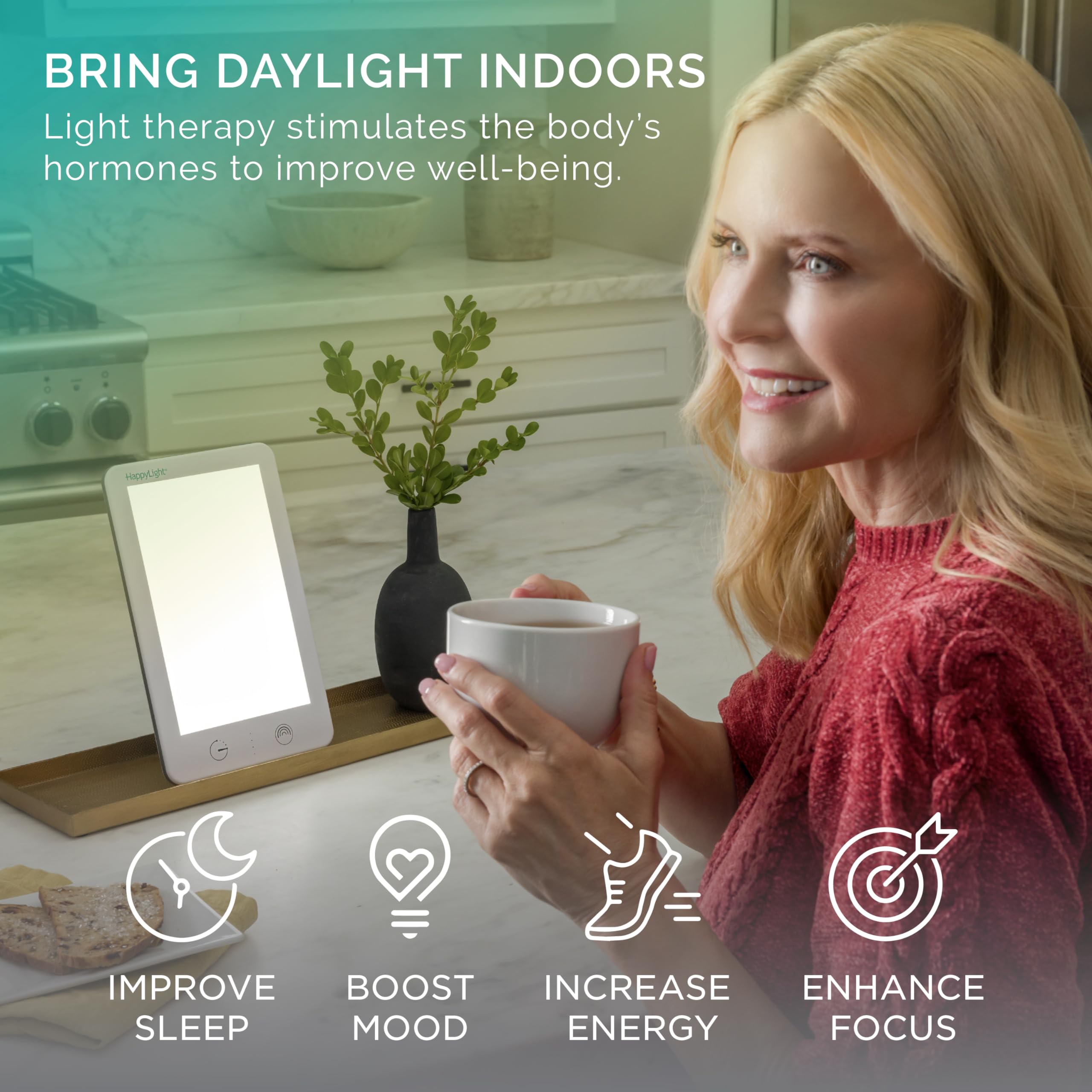 Verilux HappyLight Lumi Plus desk setup shows portable brightness for focused work