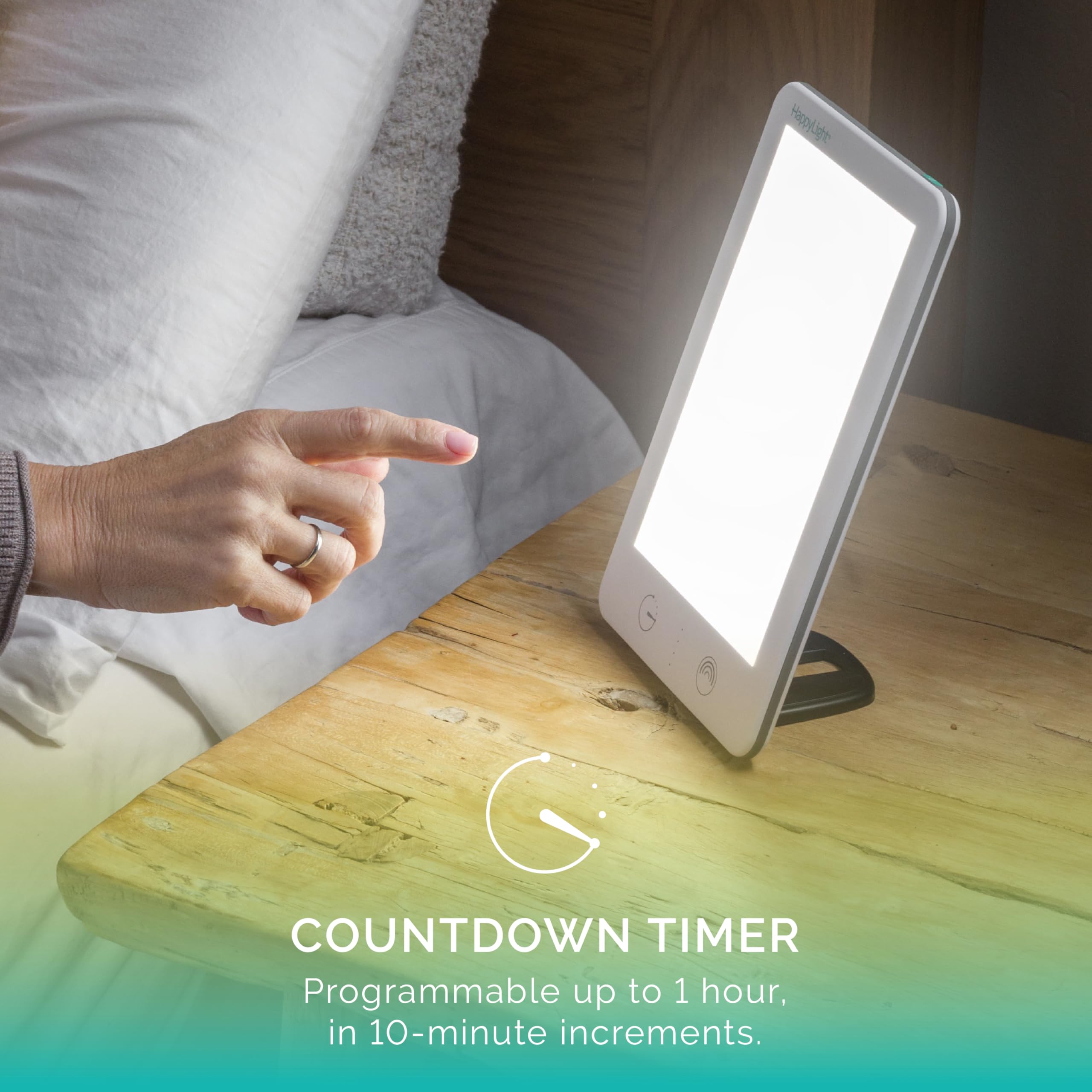 Verilux HappyLight Lumi Plus detachable stand enables flexible placement in any room