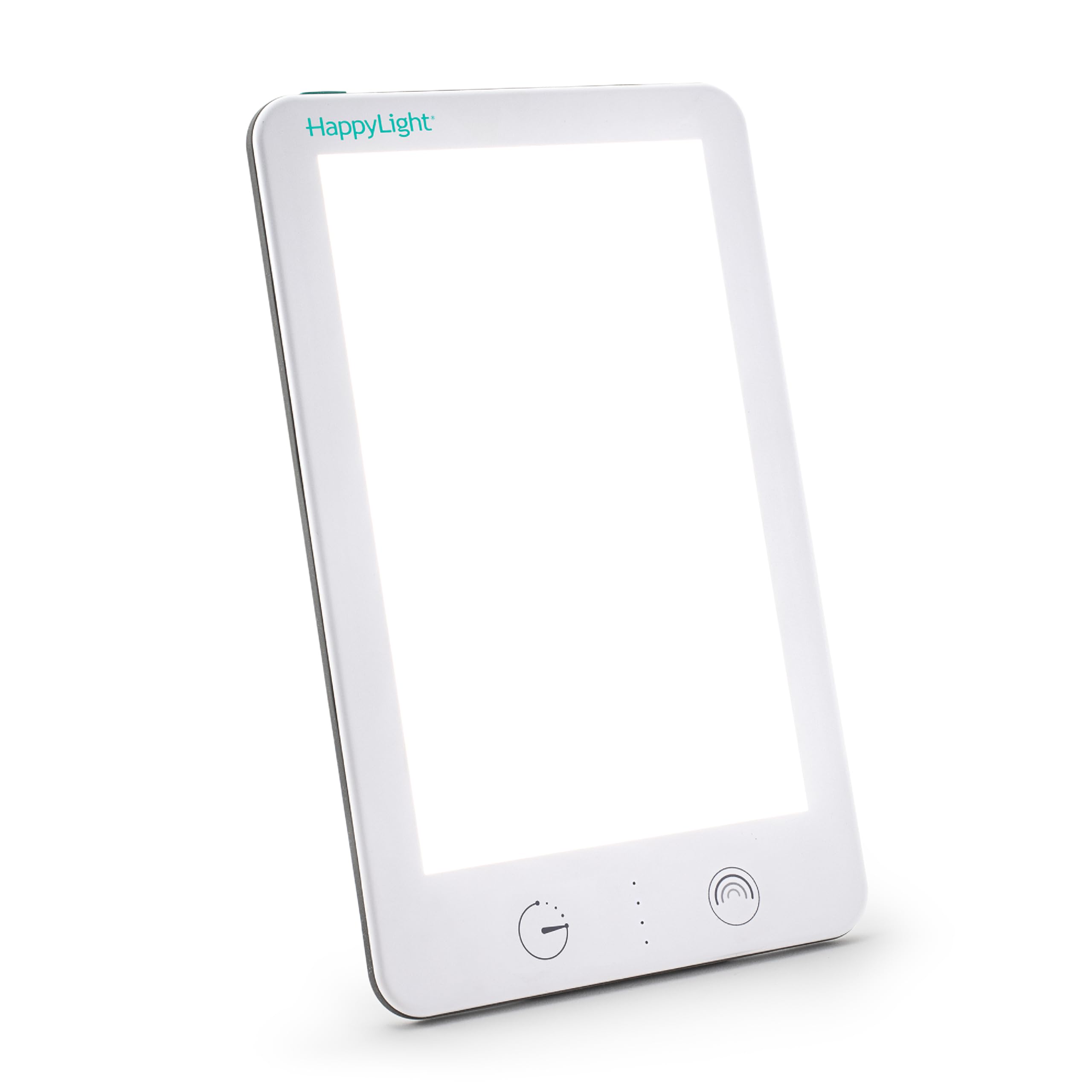 Verilux HappyLight Lumi Plus front view, a slim UV free lamp for mood and energy support