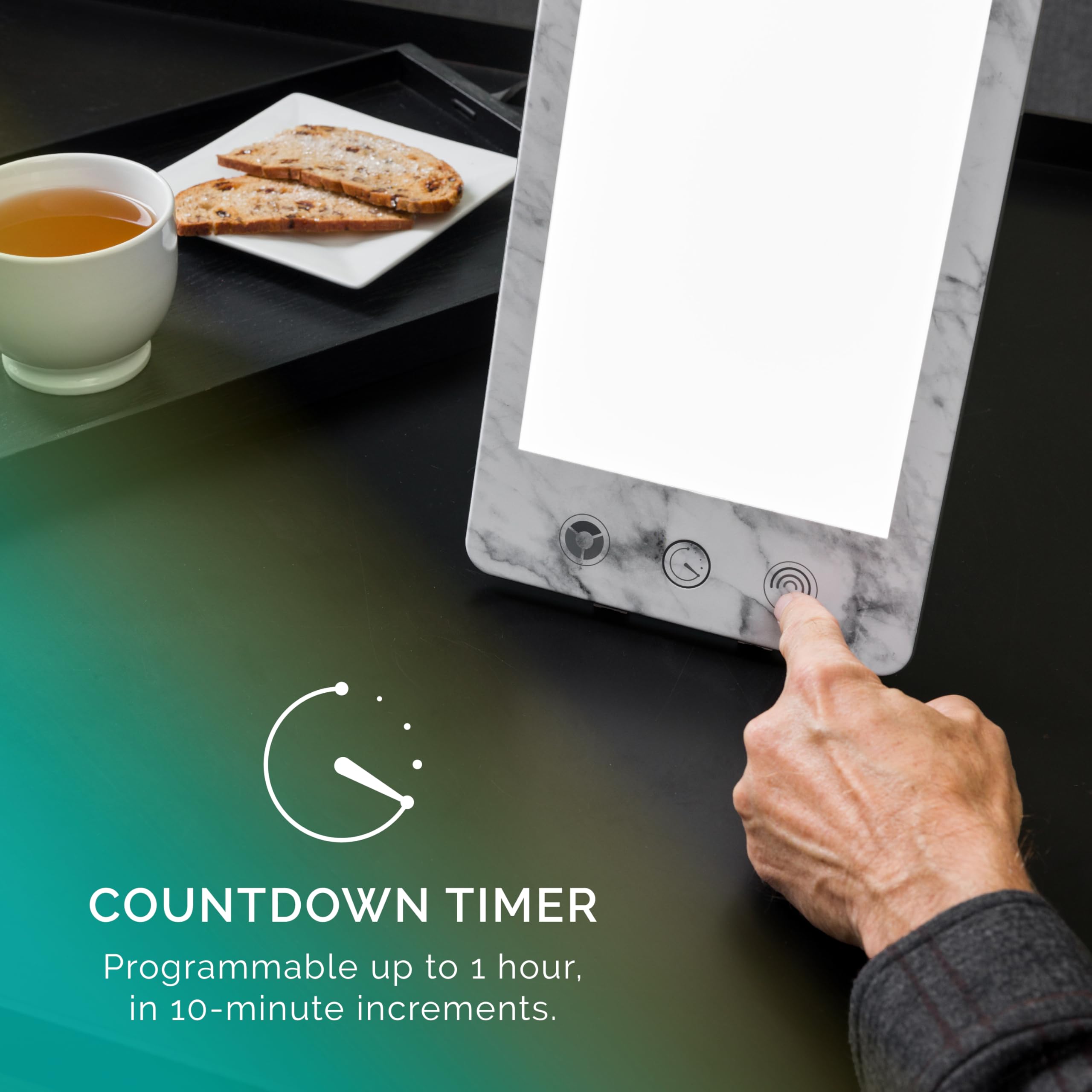 Verilux HappyLight Luxe detachable stand enables flexible placement at home or office