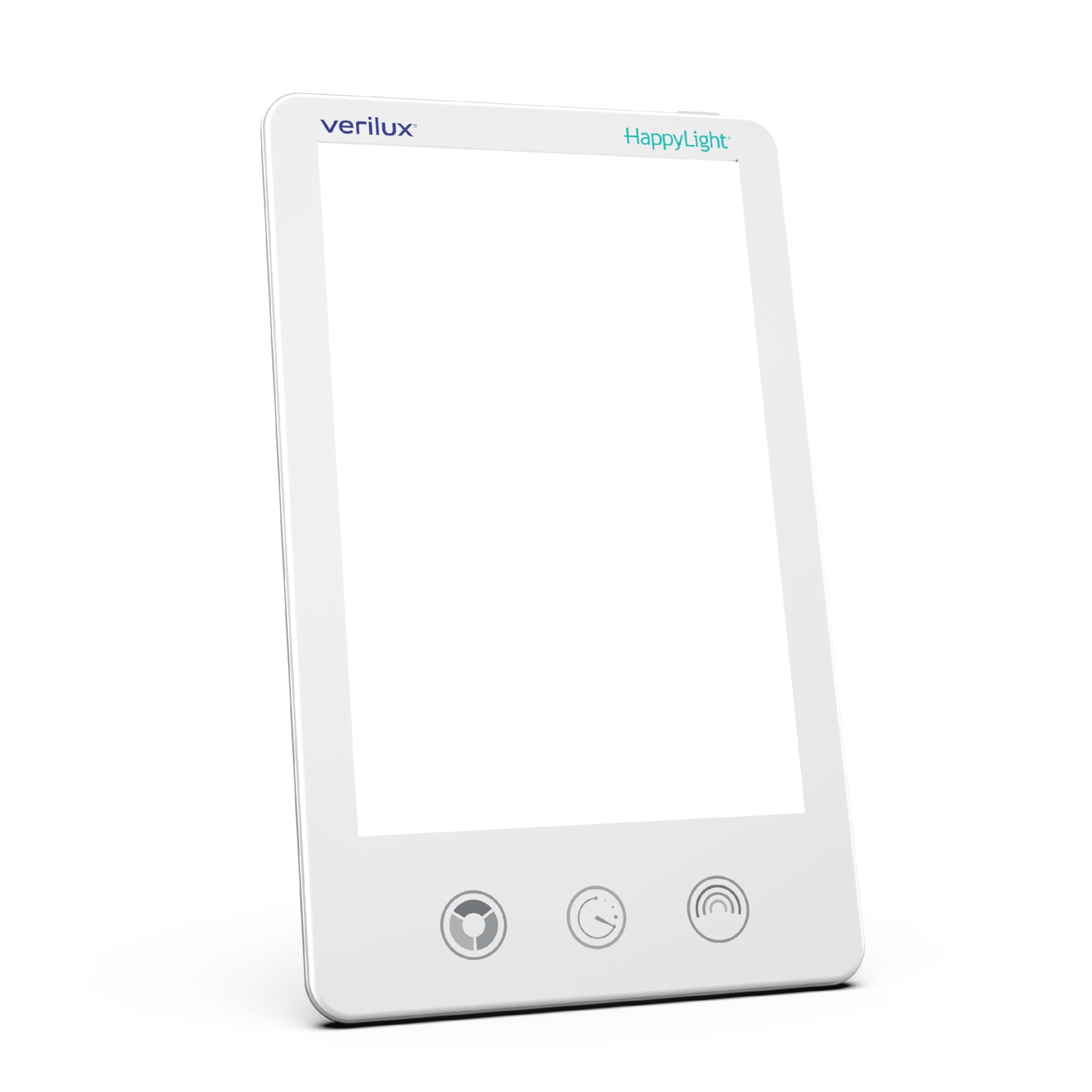 Verilux HappyLight Luxe front view with UV-free LED panel for daytime mood support.