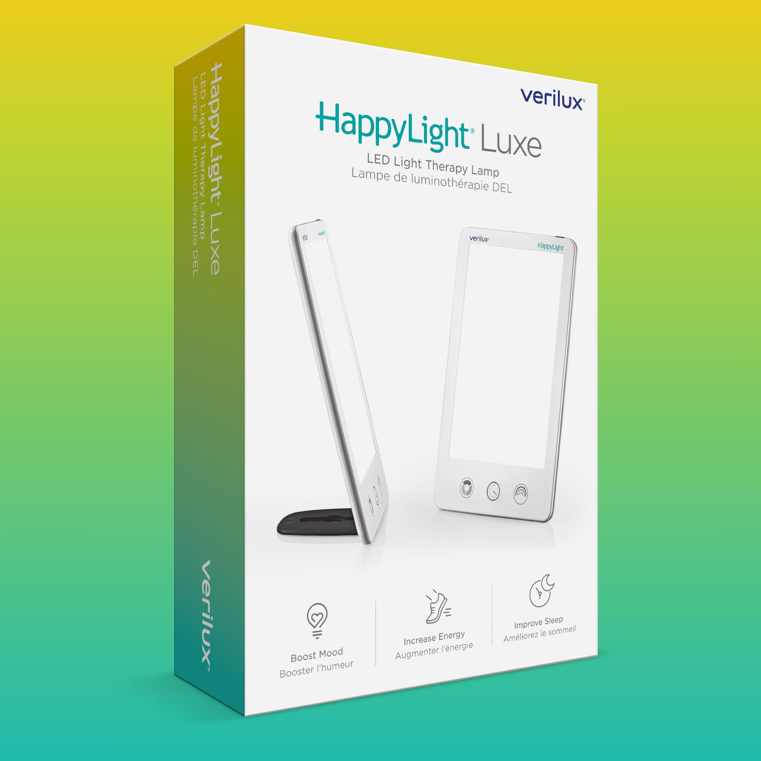 Verilux HappyLight Luxe on-desk portability for home, office, or travel light therapy.