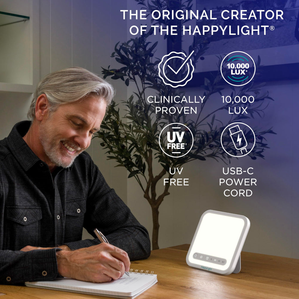 Verilux HappyLight Mini adjustable stand at 90 degrees for precise angle