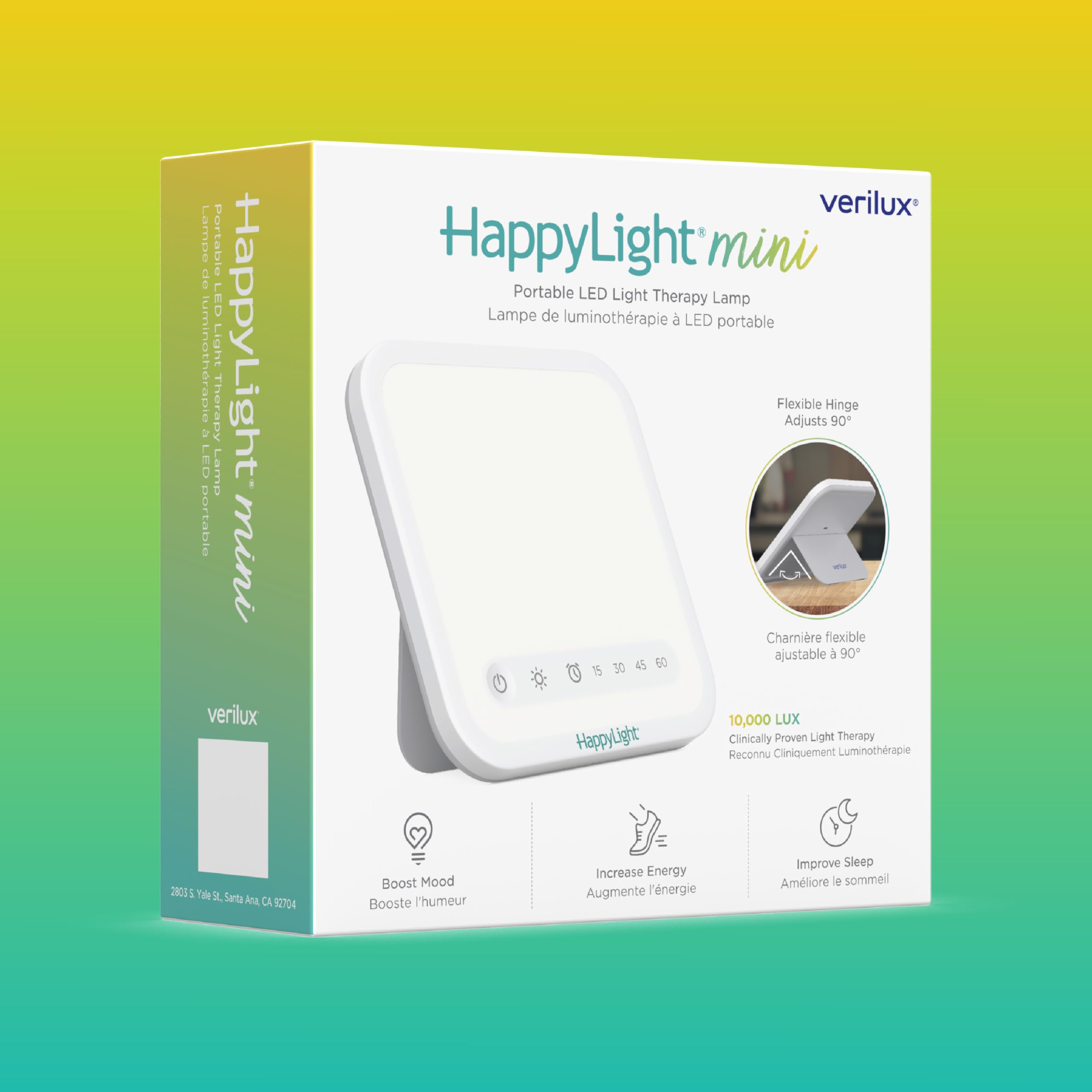 Verilux HappyLight Mini travel-friendly setup for on-the-go lighting