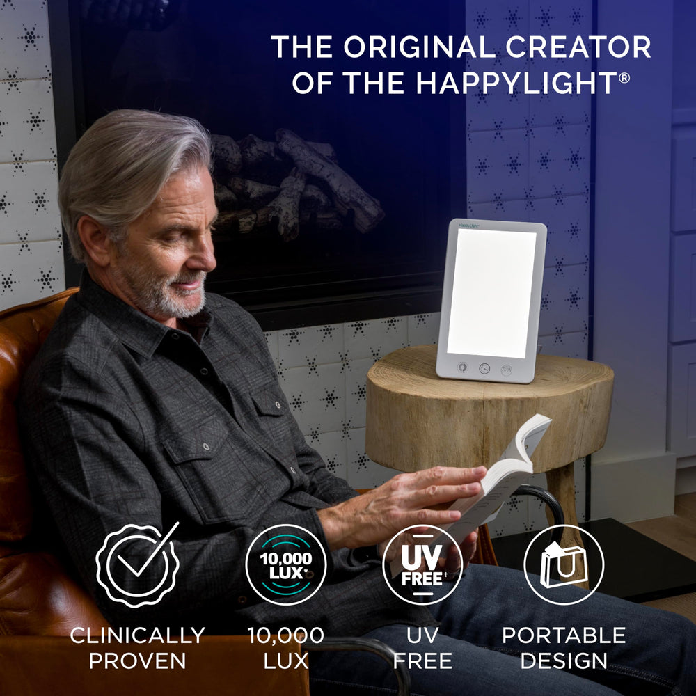 Verilux HappyLight Touch Plus close-up of UV-free LED panel glow.