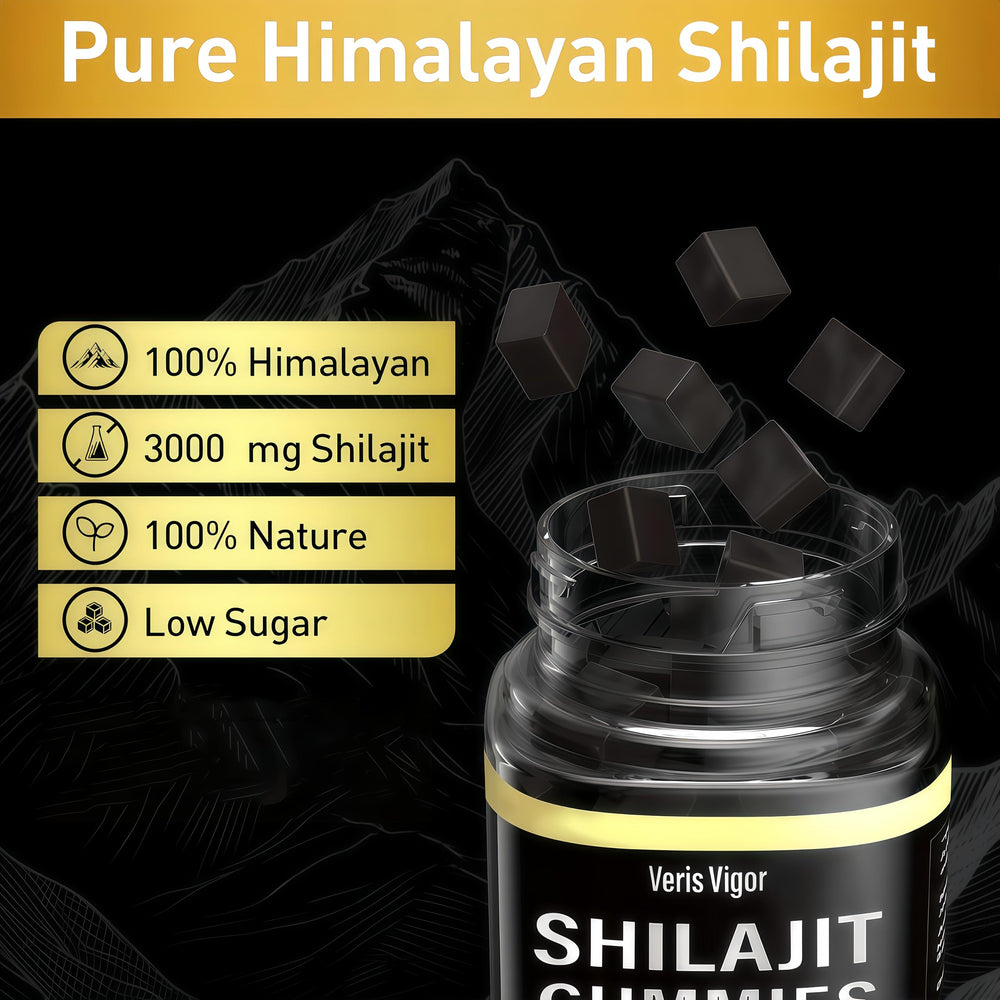 Veris Vigor Shilajit Gummies berry flavor close-up for taste appeal.