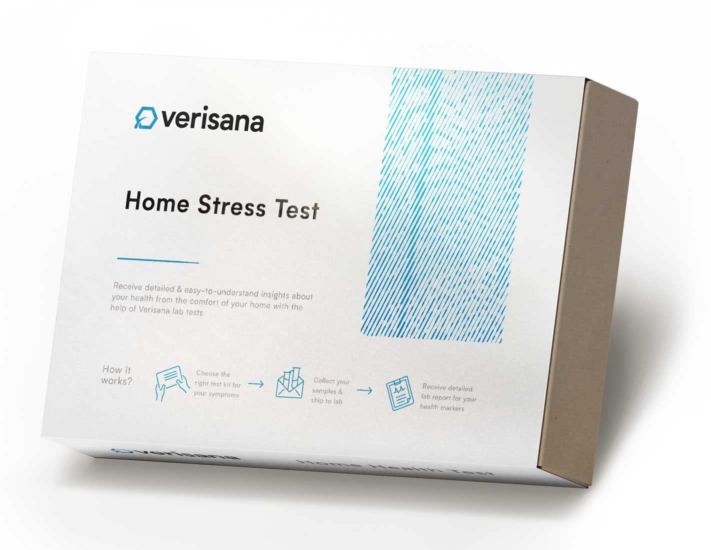 Verisana home stress test kit for saliva collection at home, easy and convenient.