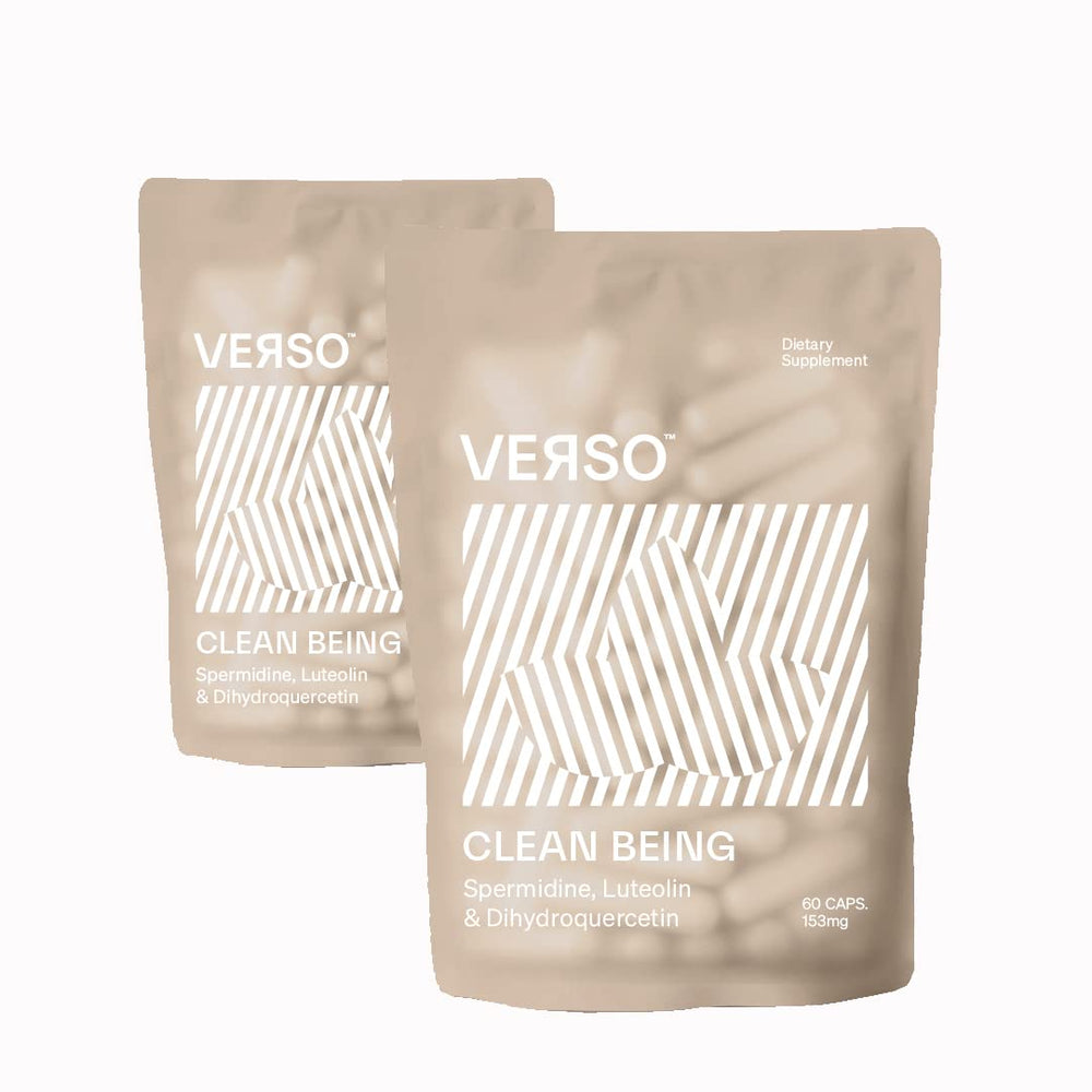 Verso Clean Being spermidine capsules bottle supports daily cellular wellness.