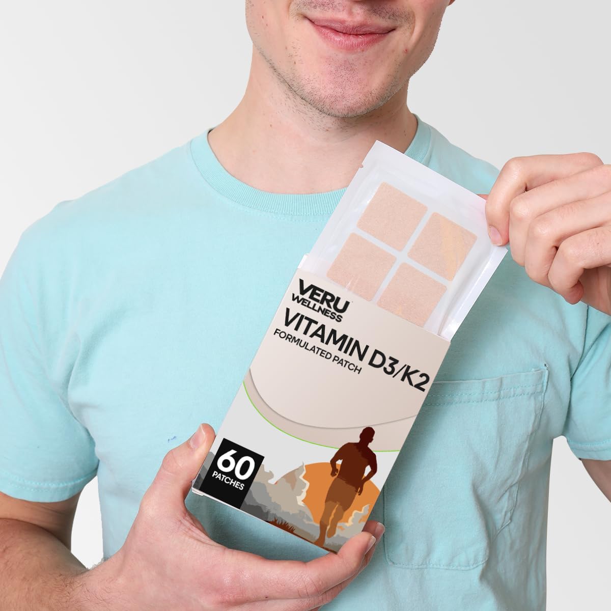 Close-up of latex-free adhesive on Veru Wellness patch.