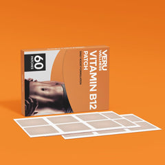 Veru Wellness parche B12 energía adherido a la piel, liberación gradual.