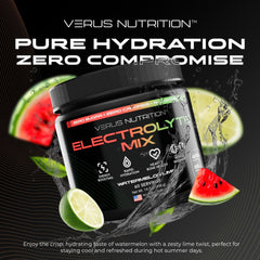 VERUS NUTRITION Electrolytes Powder Watermelon Lime pour into glass to dissolve