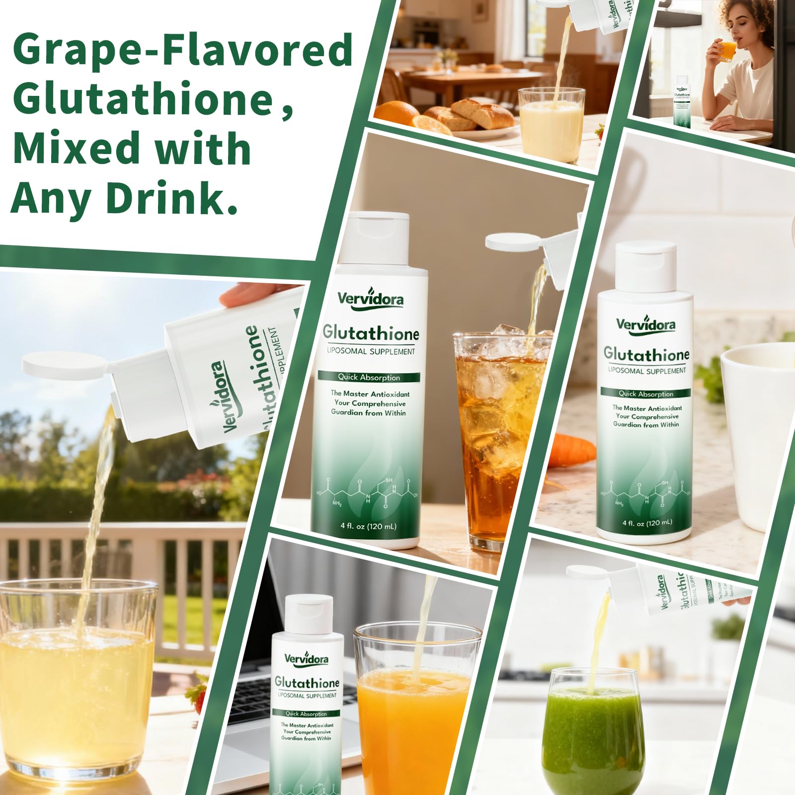 Vervidora vegan friendly packaging indicates GMO-free plant formula.
