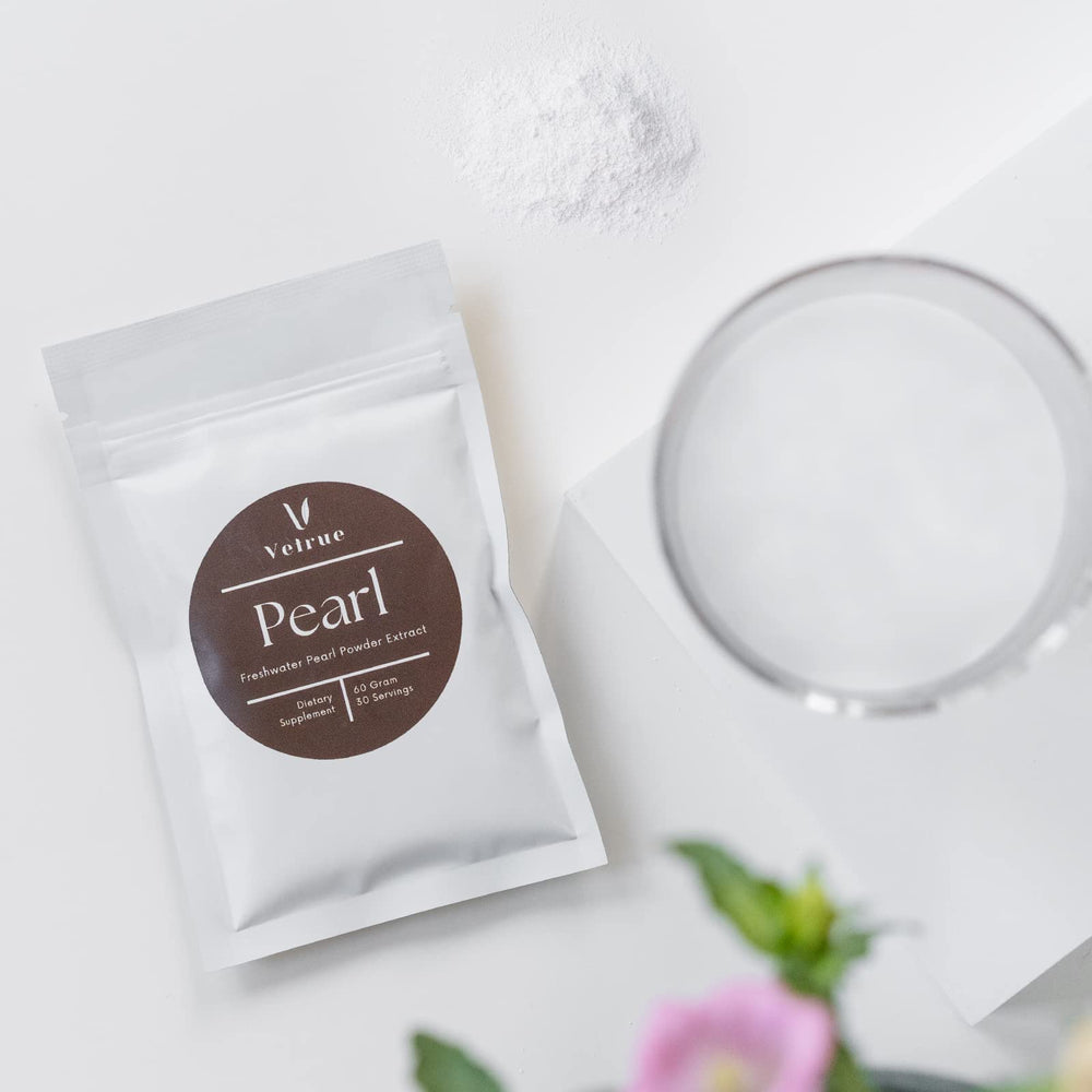 Vetrue Pure Pearl Powder bag displays 60 g, 30 servings, non-GMO