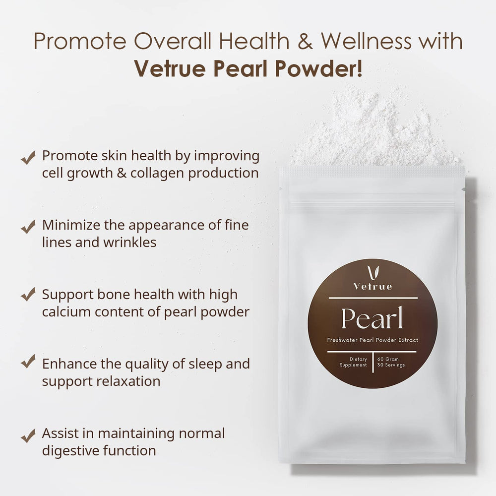 Vetrue Pure Pearl Powder scoop showing precise 2 g servings for beverages