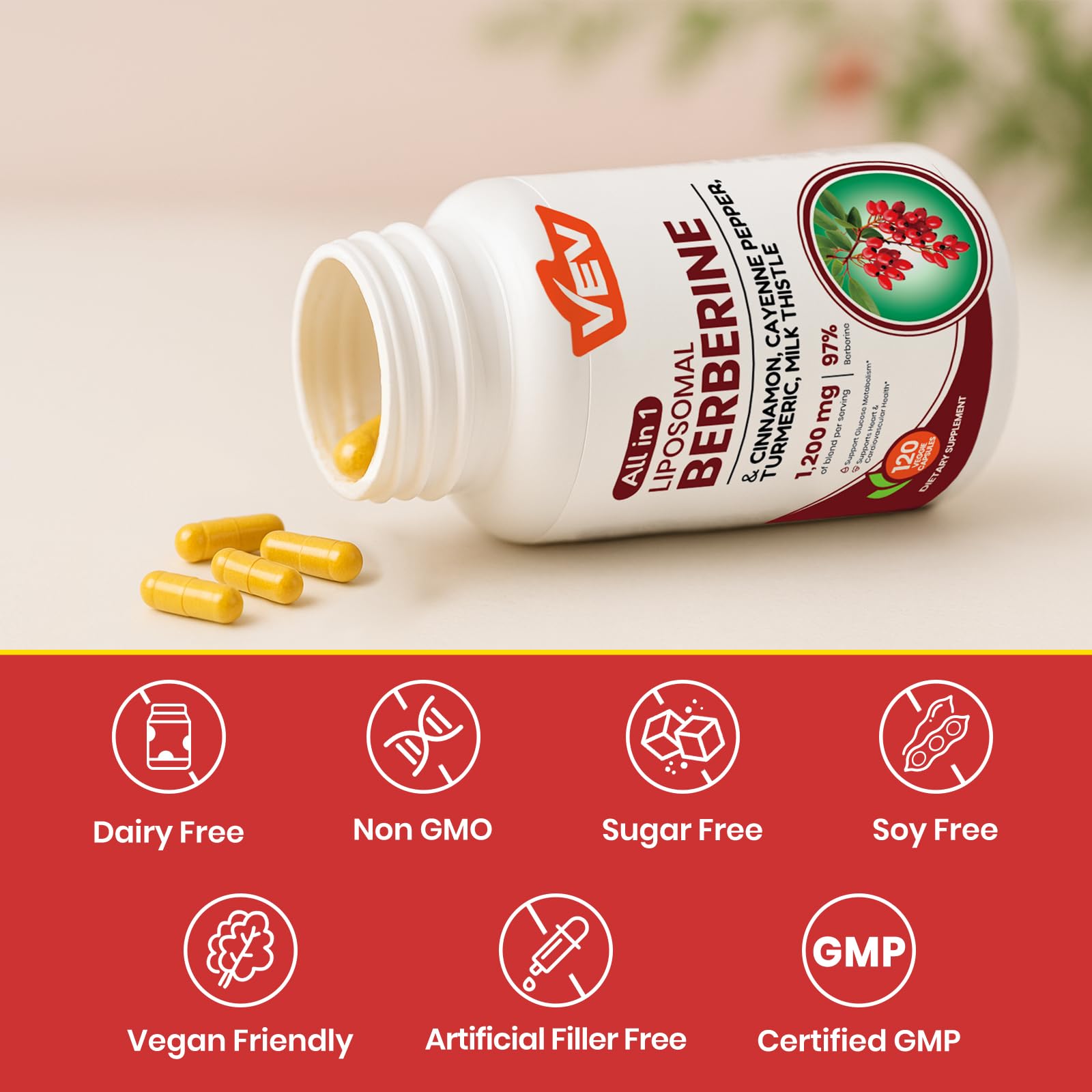 VEV Berberine vegan non-GMO label for trusted quality